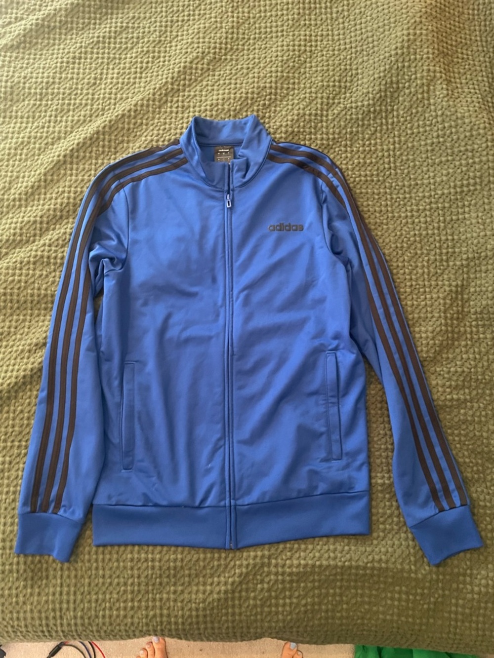 adidas Blue Track Jacket with Black Stripes